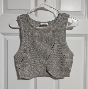 NWT Bobbles & Lace Gray Knit Sparkle Crop Top
